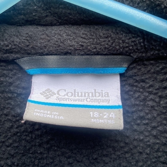 BOY’S Black Columbia Fleece Zip Up Size 18-24 - Picture 3 of 5
